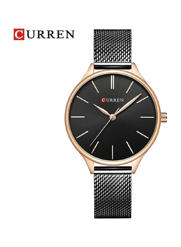 Curren Analog Watch for Women with Stainless Steel Band, Water Resistant, , Black