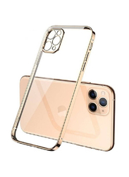 Apple iPhone 13 Pro Max Aluminum Alloy Frame Anti-Fall Mobile Phone Back Case Cover, Gold/Clear