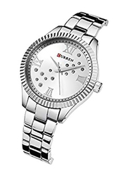 Curren Analog Watch for Women with Stainless Steel Band, Water Resistant, 9009, Silver