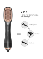 3-in-1 Brush Salon Professional Hair Dryer Styler, Black/Brown