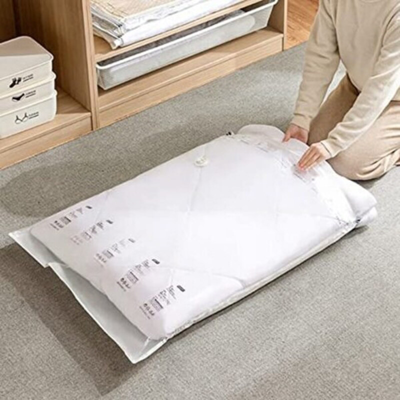 

Ibama Compression Space Saving Zipper Seal Vacuum Storage Bags for Travel Clothes Pillows Blankets Comforters Bedding, 100x80cm, Clear