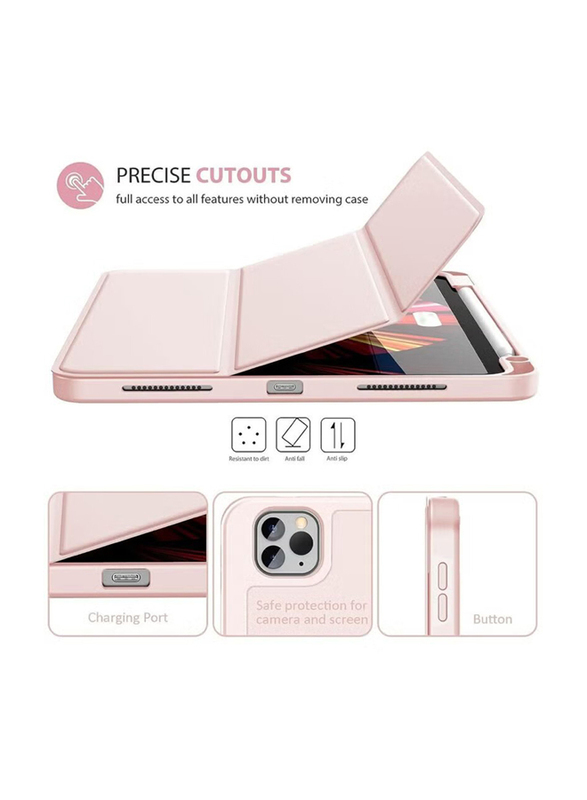 Dux Ducis Apple iPad Pro 11 2022/2021/2020 Protective Soft TPU Smart Tablet Case Cover with Pen Holder and Auto Wake/Sleep, Pink