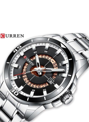 Curren Analog Watch Unisex with Stainless Steel Band, J4339SB, Silver-Black
