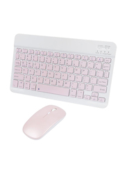 Gennext Ultra-Slim Rechargeable Portable Bluetooth English Keyboard and Mouse Combo, Pink