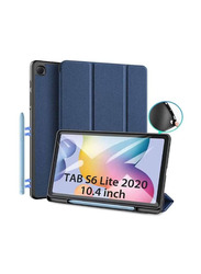 Samsung Galaxy Tab S6 Lite Protective Smart Slim Stand Hard Back Tablet Case Cover with Screen Protector & Pen Slot, SM-P610 P615 P617, Blue