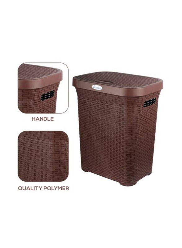 Esqube Laundry Basket with Lid, 50 Litres, Brown