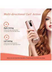 Xiuwoo Automatic Cordless Auto Hair Curler with LCD Display & Accessories, Pink