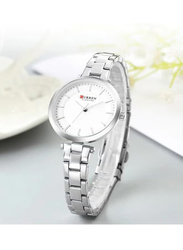 Curren Analog Watch for Women with Stainless Steel Band, Water Resistant, 9054, Silver-White