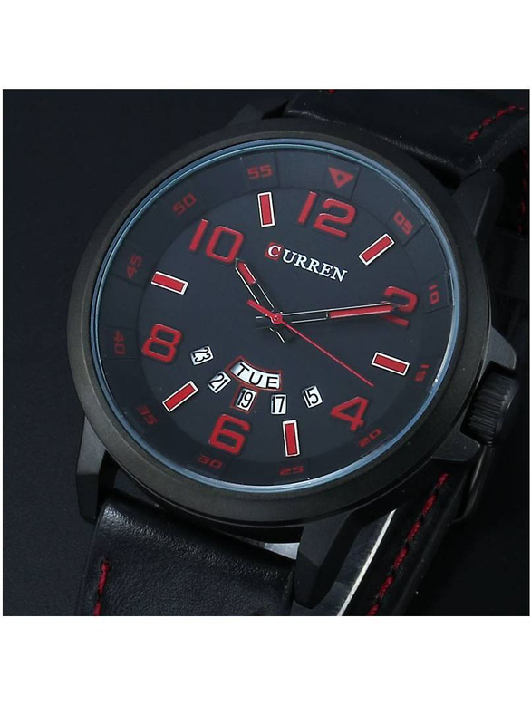 Curren Stylish Analog Watch for Men with Leather Band, Water Resistant, 8240, Black