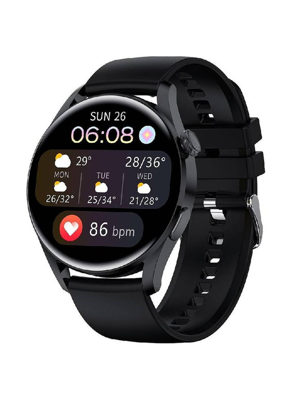 46mm Sports Smartwatch with HD Screen, Bluetooth Calling, Heart Rate & Body Temperature Monitoring for Android & iPhone, Black