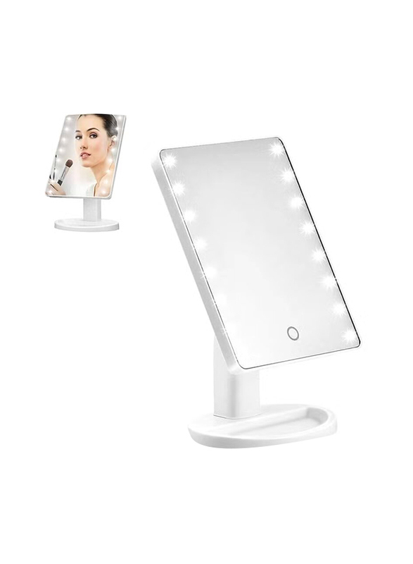 Touch Screen Vanity Mirror with LED Brightness Light, White
