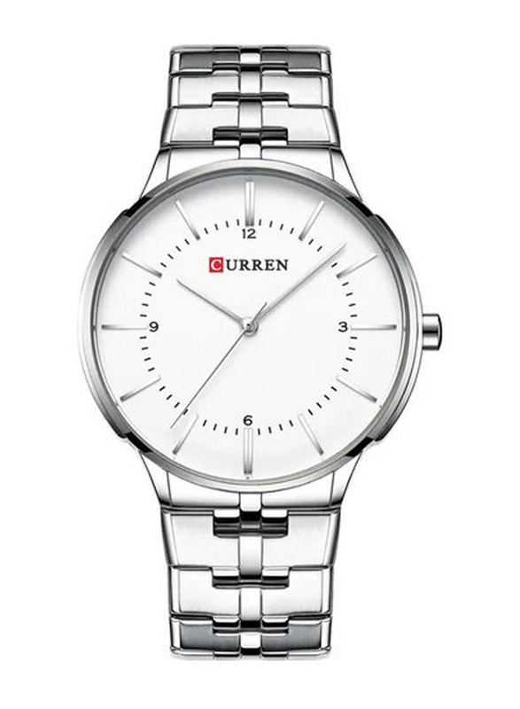 Curren Stylish Analog Watch for Men with Alloy Band, Silver-White