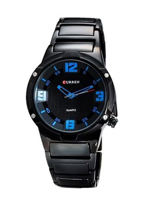 Curren Automatic/Kinetic Analog Watch for Men with Stainless Steel Band, 490.23904738.18, Black-Black