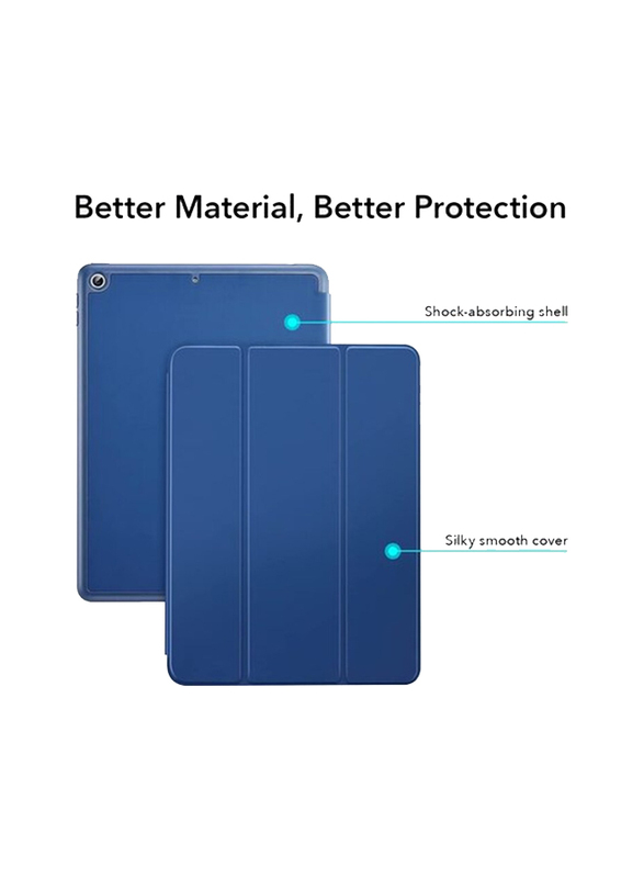 Esr Apple iPad 9/8/7 Gen 10.2-inch 2021/2020/2019 Trifold Stand Auto Sleep Wake Rebound Series Tablet Flip Case Cover with Pencil Holder, Blue