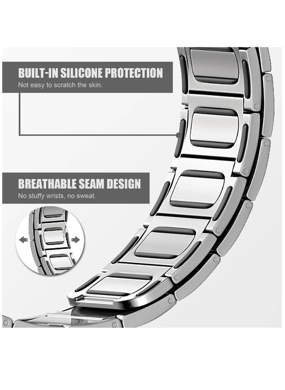 Replacement Stainless Steel Magnetic Metal Strap for Apple Series 8/7/6/5/4/SE 45mm/44mm/42mm/Ultra Watch 49mm, Silver