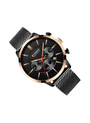 Curren Analog Watch for Men with Alloy Band, Water Resistant and Chronograph, 8340, Black