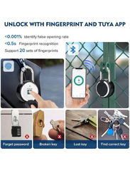 Arabest Round Type App Digital Biometric Smart Fingerprint Padlock, Black/Silver