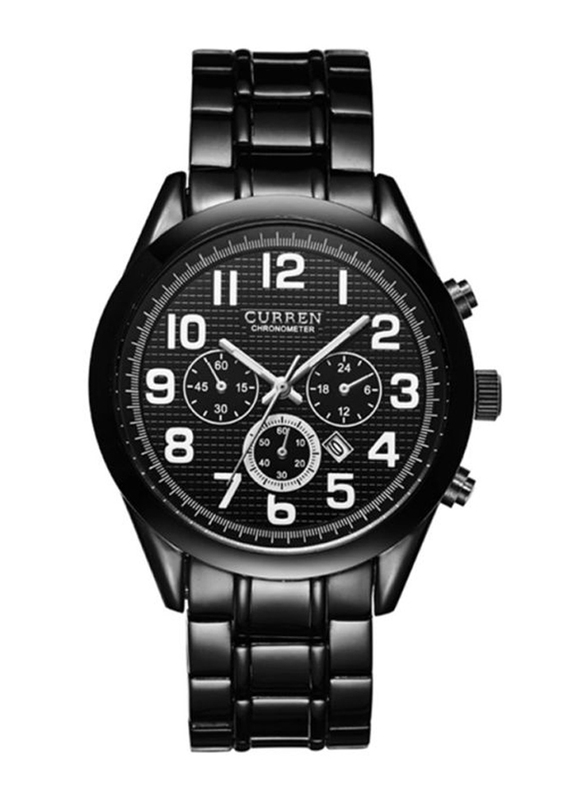 Curren Analog Watch for Men with Stainless Steel Band, Water Resistant and Chronograph, 8050, Black