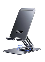 Rabos Adjustable Swivel Desktop Holder With 360 Degree Rotating Base Tablet Stand, Grey