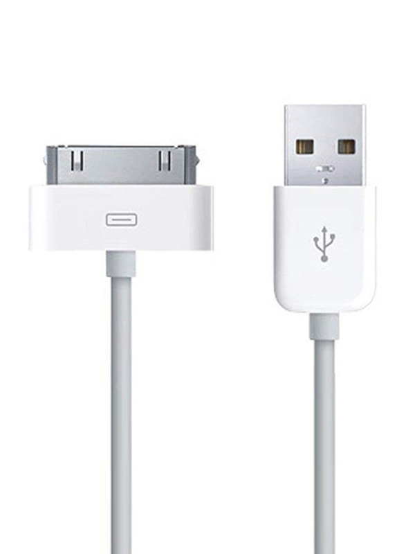 USB Data Sync Charging Cable, USB Type A to 30-Pin for Apple Devices, White