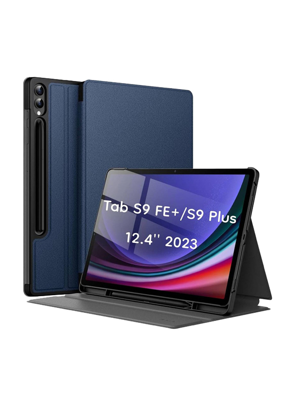 Samsung Galaxy Tab S9 Plus 12.4-inch Multi-Angle Viewing Slim Folio Stand Protective Tablet Cover with S Pen Holder, Navy Blue