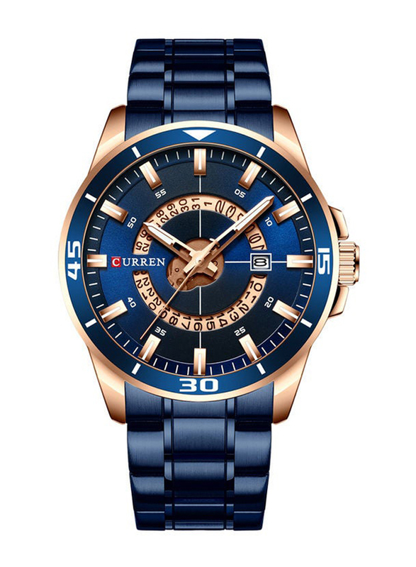Curren Analog Watch for Men with Stainless Steel Band, J4339BL-KM, Blue