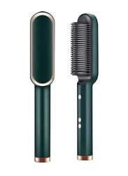 Arabest New Hair Straightener Brush Hair Straightening Iron with Built-in Comb, Green/Black