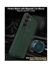 Samsung Galaxy S23 Magnetic Car Mount Kickstand & Holder Premium Silicone Vertical & Horizontal Hand Strap and Grip Mobile Phone Back Case Cover, Green