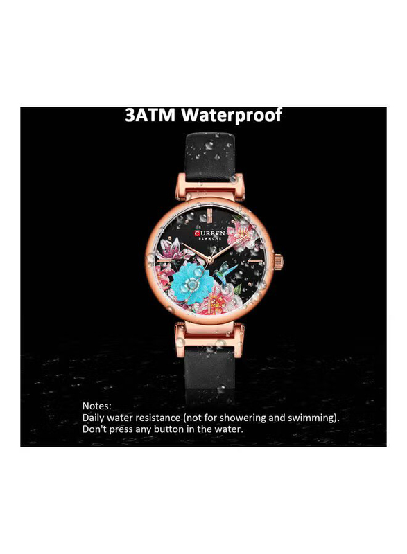 Curren Analog Watch for Women with Alloy Band, Water Resistant, J3813BR-KM, Black-Multicolour