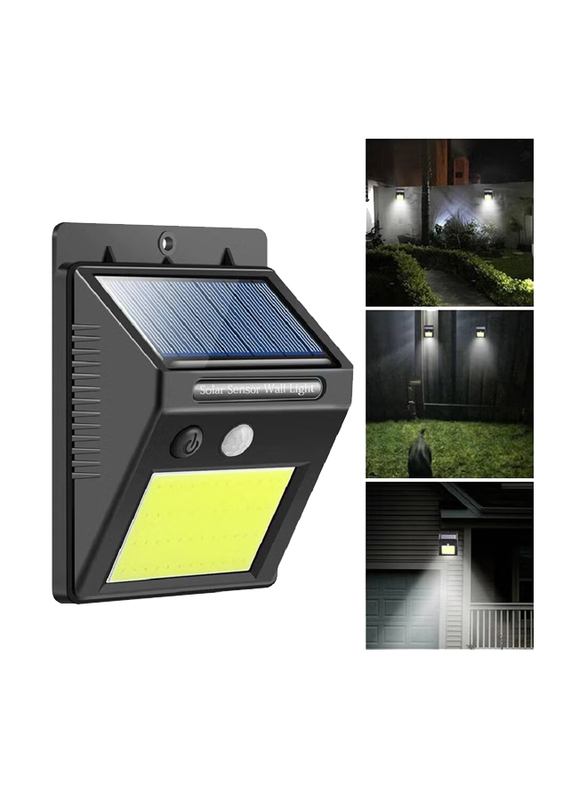 48 LED Human Infrared PIR Solar Motion Sensor Wall Lamp, Black