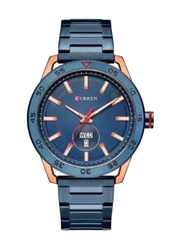 Curren Analog Watch for Men with Stainless Steel Band, Water Resistant, 8331, Blue