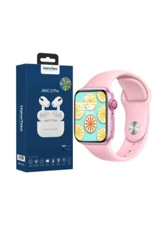 Haino Teko ANC-2 Pro Germany 2 In 1 Wireless Bluetooth In-Ear Earphones with Smartwatch, White/Pink