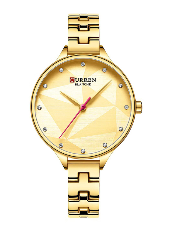 Curren Analog Watch for Women with Alloy Band, Water Resistant, 9047-4, Gold