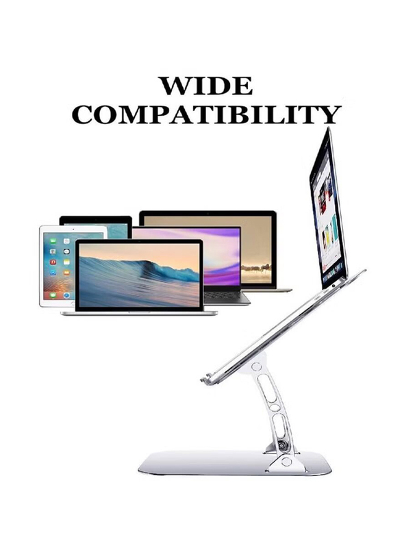 Laptop Notebook Stand for Apple MacBook Air, Pro, Dell, Samsung, Lenovo Adjustable with Heat Vent, Silver