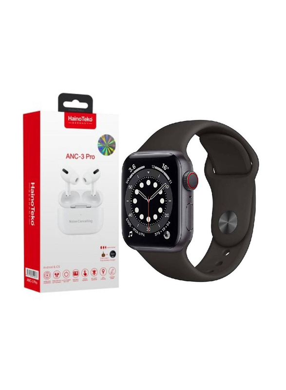 Haino Teko HW-22 Smart Watch with ANC-3 Pro Headset, Black/White