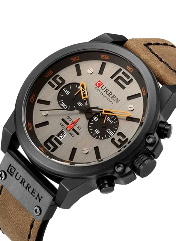 Curren Analog Watch Unisex with Leather Band, Water Resistant, J4370-4, Brown