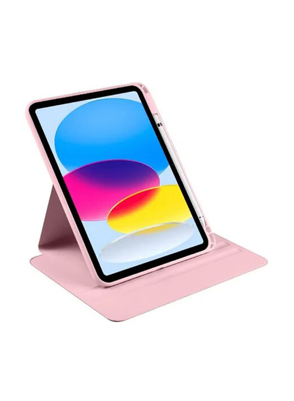 10.9-inch Apple iPad (10th Generation) (2022) Hard PC Back Shell Slim, Hard Shell Folio, Auto Sleep/Wake 360° Rotating Stand Smart Tablet Case Cover, Pink