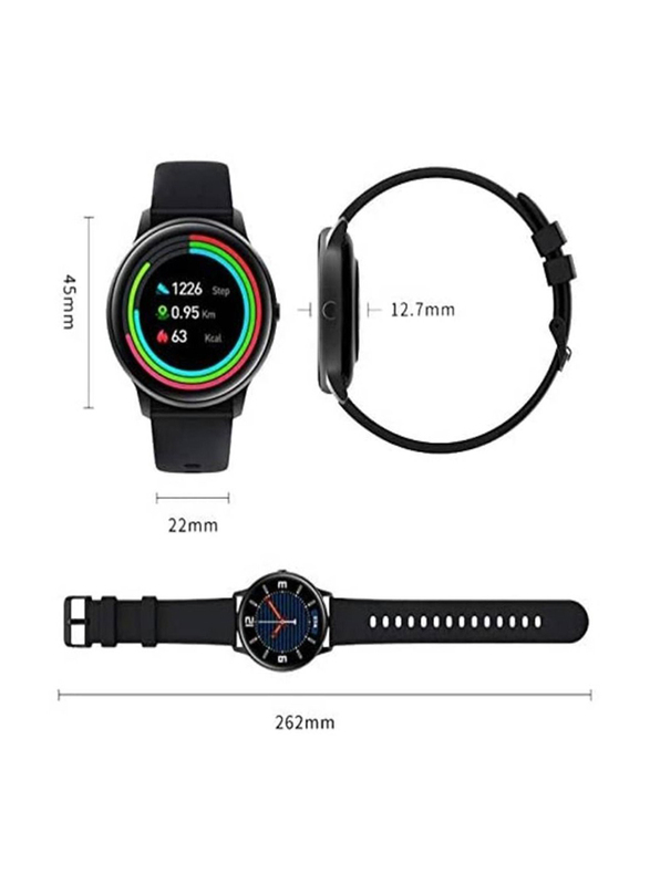 Round Water Resistant Full Touch Screen Smartwatch, Black