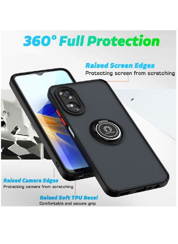 Olliwon Oppo Reno 8 T 5G Protective Shockproof Metal Ring Holder Grip Kickstand Mobile Phone Case Cover with Car Magnetic Mount Matte Back, Blue