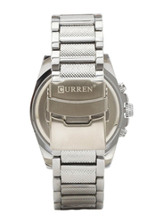 Curren Analog Watch for Men with Metal Band, Chronograph, 8073, Silver