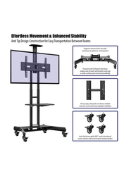 Rolling TV Stand Trolley Cart Mount On Wheels for 32-75 inch HDR, LED, LCD Screens, Black