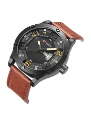 Curren Analog Watch for Men with Leather Band, Water Resistant, M-8251-2, Brown-Black