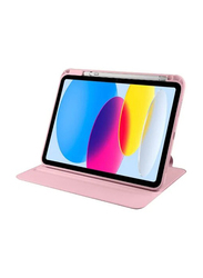 10.9-inch Apple iPad (10th Generation) (2022) Hard PC Back Shell Slim, Hard Shell Folio, Auto Sleep/Wake 360° Rotating Stand Smart Tablet Case Cover, Pink