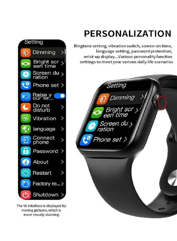 HW12 1.57-inch Square Screen Smartwatch with Bluetooth HD Call, Black