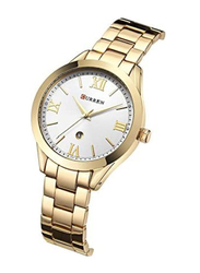 Curren Analog Watch for Women with Alloy Band, Water Resistant, 9007, Gold-Silver