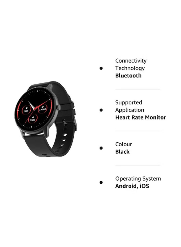 Full Touch Screen 60 Modes Bluetooth Calling Blood Pressure Heart Rate Sleep Monitor Smartwatch, Black