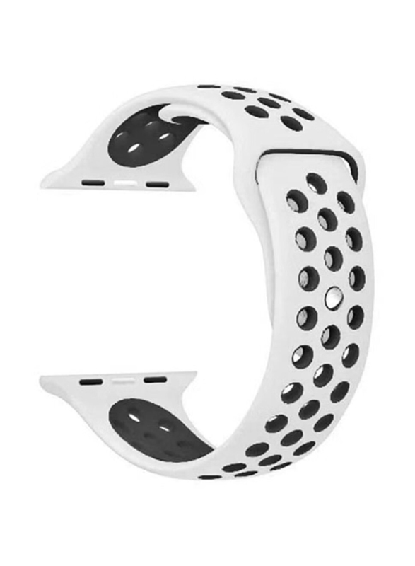 Replacement Sports Silicone Band Strap for Apple Watch 44mm, Black/White