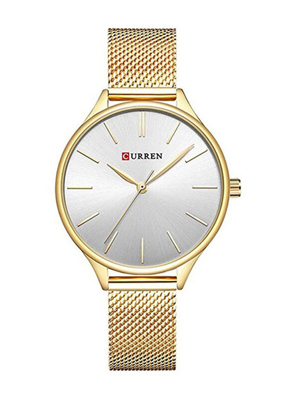 

Curren Analog Watch for Women with Stainless Steel Band, Water Resistant, WT-CU-9024-GO1#D1, Gold-Silver