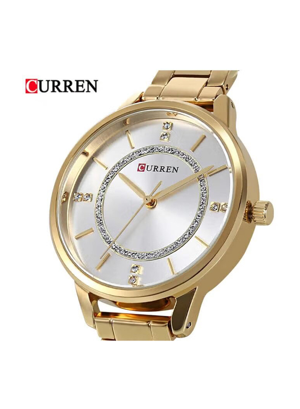 Curren Analog Watch for Women with Stainless Steel Band, 2338148, Gold