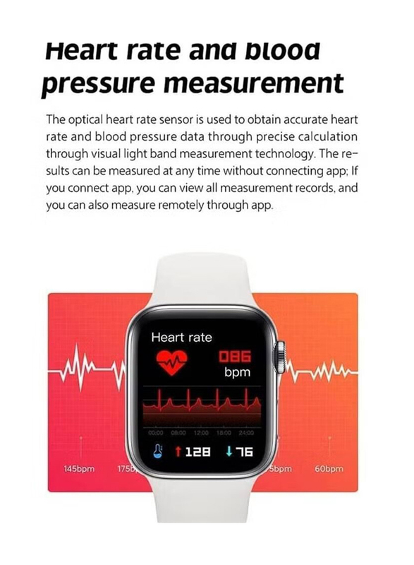 Series 7 Full Touch Screen Blood Pressure Monitoring 44mm Smartwatch, Black